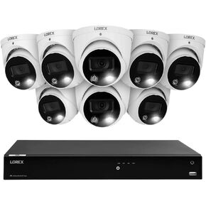 Lorex Fusion 4K (16 Camera Capable) 4TB Wired NVR System with Dome Cameras Featuring Smart Deterrence and Two-Way Talk