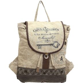 Myra Bags Cafe & Legumes Key Upcycled Canvas Backpack Bag S-1003