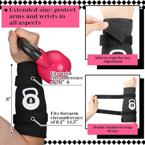 2 Pairs Kettlebell Wrist Guards Adjustable Kettlebell Straps Gym Wrist Wraps Forearm Guard Training Arm Guards for Men Women Kettlebell Training Workouts in Saudi Arabia