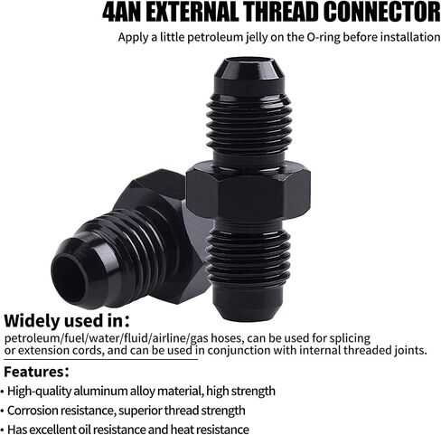 4AN إلى 4AN ذكر مضيئة مقرنة الاتحاد مستقيم خرطوم الوقود محول تركيب أسود 2 قطعة in Kuwait