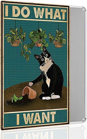 2 Pack Pautdeer Vintage Black Cat Wall Decor, Baking & Toilet Sign Funny Cats Wall Art Kitchen bathroom Retro Metal Sign, Metal Cat Poster Home Decor For Cat Lovers 8x12″ in Saudi Arabia