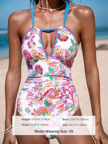 CUPSHE Women's One Piece Swimsuit Tummy Control Square Neck Bathing Suit Front Cutout Crisscross Back Tie Full Coverage in Saudi Arabia