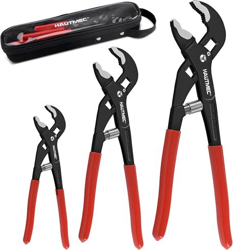 HAUTMEC 3PCS Tongue and Groove Joint Pliers Set,Auto-Adjusting Quick-Action Water Pump Pliers with Storage Tool Bag,Includes 7-inch,10-inch, and 12-inch HT0324-PL in Saudi Arabia