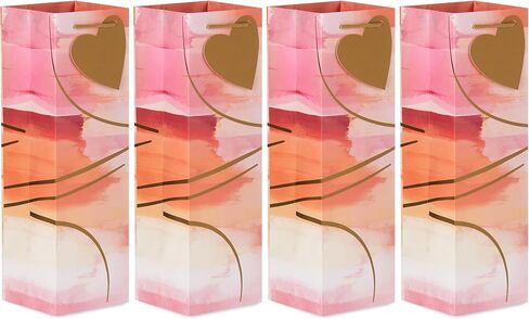Hallmark Bottle Gift Bags, 4-Pack with Gold Heart Gift Tags (Peach, Pink, Purple Watercolor) for Anniversary, Bridal Showers, Any Day in Saudi Arabia