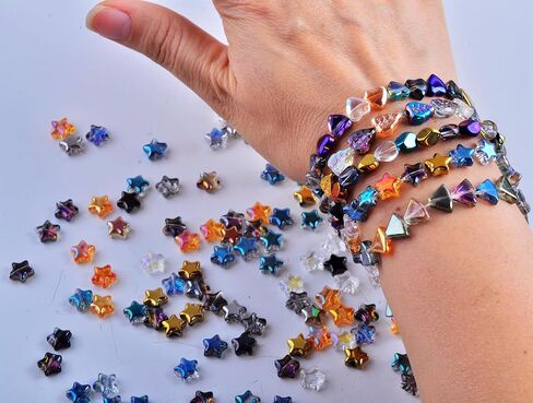 خرز زجاجي على شكل نجمة لصنع المجوهرات بكميات كبيرة 120 قطعة 8 مم خرز على شكل نجمة زجاجية لسوار الصداقة طقم خرز كريستالي مطلي بالمعدن لقلادة وأقراط حرفية in Kuwait