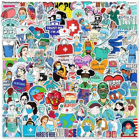 ملصقات ممرضة 400 قطعة، ملحقات ملصقات التمريض للعمل، ملصقات التمريض يوم الممرضة، الكمبيوتر المحمول، ملصقات الفينيل الإيجابية للكمبيوتر in Kuwait