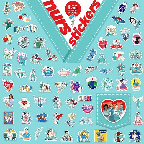 ملصقات ممرضة 400 قطعة، ملحقات ملصقات التمريض للعمل، ملصقات التمريض يوم الممرضة، الكمبيوتر المحمول، ملصقات الفينيل الإيجابية للكمبيوتر in Kuwait