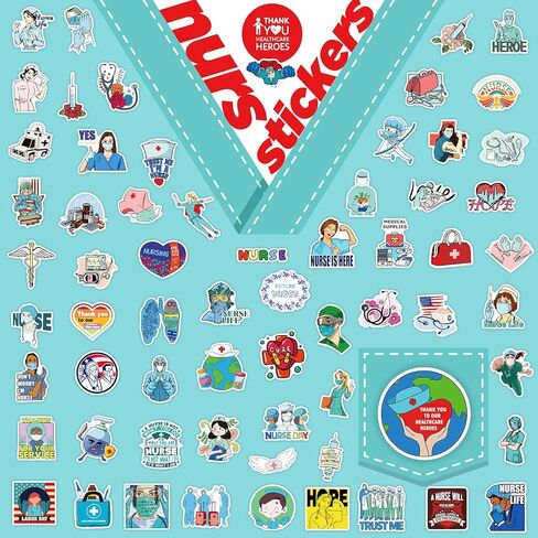 ملصقات ممرضة 400 قطعة، ملحقات ملصقات التمريض للعمل، ملصقات التمريض يوم الممرضة، الكمبيوتر المحمول، ملصقات الفينيل الإيجابية للكمبيوتر in Kuwait