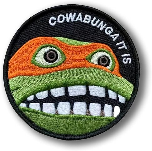 Cowabunga It is Patch، رقع معنويات عسكرية مضحكة مطرزة بشكل دائري، رقع داعمة بخطاف لحقائب الظهر التكتيكية والسترة وحزام الكلاب والسترة والقبعة والخوذة in Kuwait