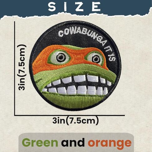 Cowabunga It is Patch، رقع معنويات عسكرية مضحكة مطرزة بشكل دائري، رقع داعمة بخطاف لحقائب الظهر التكتيكية والسترة وحزام الكلاب والسترة والقبعة والخوذة in Kuwait
