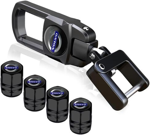 Metal Alloy Keychain for Acura, Car Key Chain with 4PCS Tire Valve Stem Caps for Men Women, Car Accessories, Black in Saudi Arabia