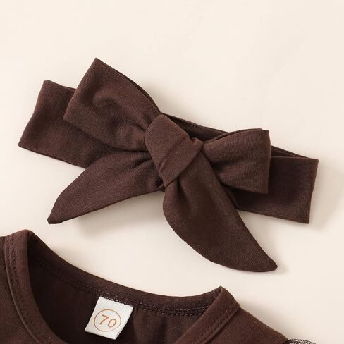 FIOMVA 3Pcs Newborn Infant Baby Girl Boy Thanksgiving Outfits Turkey Romper Onesie+Long Pants +Bow Headband Set in Saudi Arabia