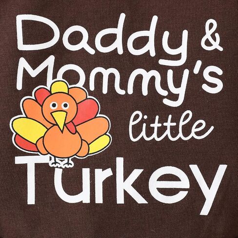 FIOMVA 3Pcs Newborn Infant Baby Girl Boy Thanksgiving Outfits Turkey Romper Onesie+Long Pants +Bow Headband Set in Saudi Arabia