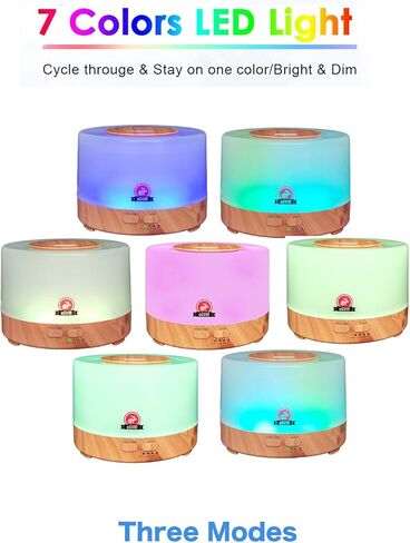 موزع روائح الزيوت العطرية مع جهاز تحكم عن بعد، جهاز ترطيب الروائح المكتبية سعة 500 مل مع 7 أضواء LED ملونة لغرفة نوم الأطفال in Kuwait