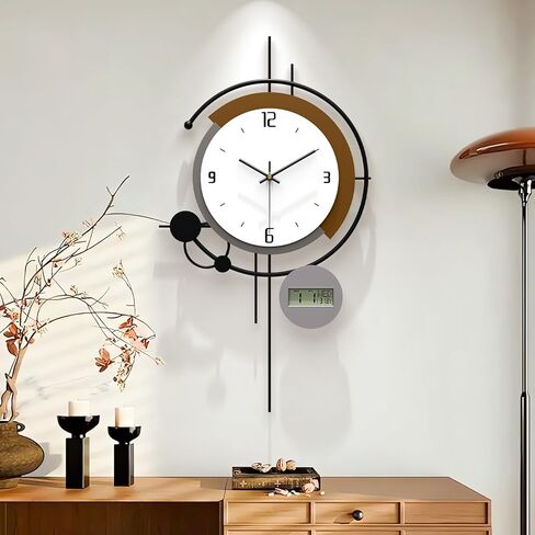 Modern Wall Clock for Living Room,Large Decorative Wall Clock with Day of Week and Temperature,Silent Clock Battery Operated for Kitchen/Entryway/Bedroom/Office/Dinning Room Metal Wall Decor in Saudi Arabia