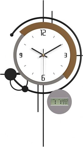 Modern Wall Clock for Living Room,Large Decorative Wall Clock with Day of Week and Temperature,Silent Clock Battery Operated for Kitchen/Entryway/Bedroom/Office/Dinning Room Metal Wall Decor in Saudi Arabia