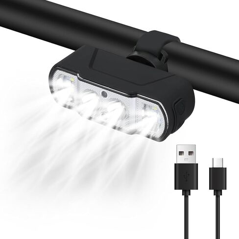 مصباح أمامي للدراجة LED بقوة 500 لومن، مصباح دراجة بمستشعر ذكي، مصباح أمامي للدراجة مقاوم للماء، بطارية قابلة لإعادة الشحن USB-C عالية السعة، ضوء دراجة ذكي ساطع مضاد للتوهج، ضوء دراجة متين in Saudi Arabia
