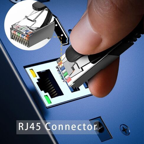 كابل إيثرنت Cat 6، يدعم 10 جيجابت في الثانية كابل UTP Cat 6، كابل Cat6 عالي السرعة لجهاز التوجيه، المودم، PS4/5، Xbox، الألعاب، 25 قدم، أسود in Kuwait