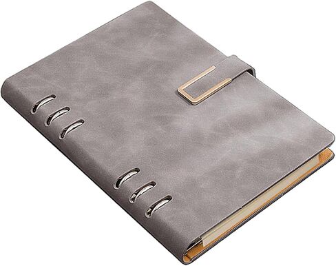Refillable Notebook, 320 Pages Thick Lined Journal, 6 Ring A5 Binder Hardcover Leather Ruled Notebook for Women Men Work Office School Writing, Magnetic Buckle Closure, 5.7" x 8.26", GreyBlue in Saudi Arabia