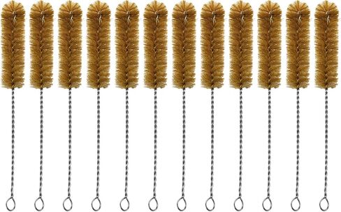 EISCO 12PK Bristle Cleaning Brushes with Fan-Shaped Ends, 9.25" - Twisted Stainless Steel Wire Handle - Ideal for 1" - 1.2" Diameter Tubes, Bottles, Flasks, Cylinders, Jars, Vases, Cups in Saudi Arabia