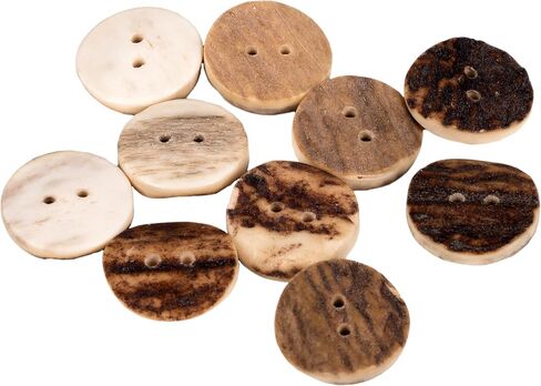 Natural Round Shape Deer, Elk Antler Buttons 3 Sizes 5pieces (25 mm (0.98 inch)) in Saudi Arabia