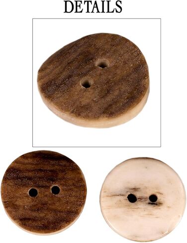 Natural Round Shape Deer, Elk Antler Buttons 3 Sizes 5pieces (25 mm (0.98 inch)) in Saudi Arabia