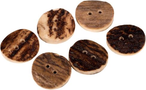 Natural Round Shape Deer, Elk Antler Buttons 3 Sizes 5pieces (25 mm (0.98 inch)) in Saudi Arabia