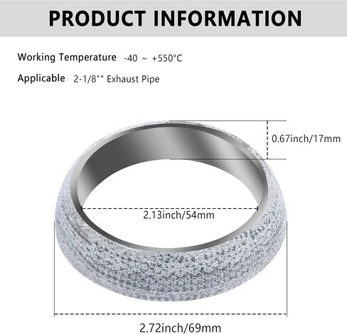 ID 2.13"/54mm Car Exhaust Manifold Gasket,Graphite Construction Exhaust Donut Gasket Seal Muffler Ring,Automotive Replacement Exhaust Flange Gasket for Stop Leakage (54mm) in Kuwait