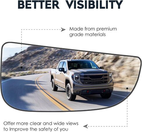 Lower Passenger Right Side Tow Convex Mirror Glass With Rear Holder Compatible with 2009-2020 Dodge Ram 1500 2500 3500 4500 5500, Replacement for 68067731AA in Saudi Arabia