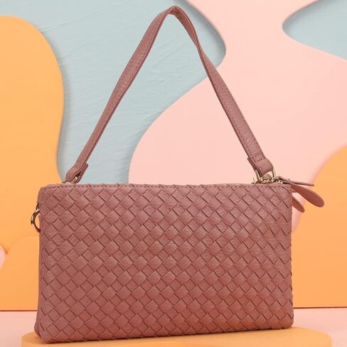 Fawziya Purse Faux Leather Basket Weaving Fashion Novelty Crossbody Bag Extra Long Strap For Women in Saudi Arabia