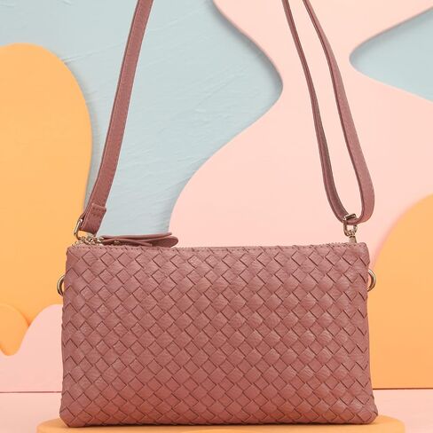 Fawziya Purse Faux Leather Basket Weaving Fashion Novelty Crossbody Bag Extra Long Strap For Women in Saudi Arabia