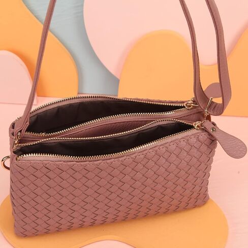 Fawziya Purse Faux Leather Basket Weaving Fashion Novelty Crossbody Bag Extra Long Strap For Women in Saudi Arabia