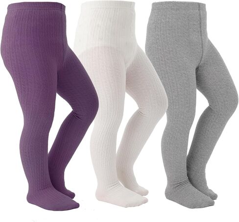 Marchare Baby Girls Tights Cable Knit Solid Leggings Winter Warm Stockings For Toddler Girls 2/3 Pack 2-10 Years in Saudi Arabia