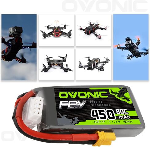 بطارية ليبو OVONIC 3S 80C 450mAh 11.1V بطارية ليبو مع موصل XT30 لطائرة RC FPV Racing Drone Quadcopter (4 حزم) in Saudi Arabia