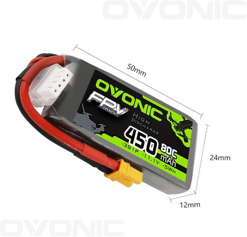 بطارية ليبو OVONIC 3S 80C 450mAh 11.1V بطارية ليبو مع موصل XT30 لطائرة RC FPV Racing Drone Quadcopter (4 حزم) in Saudi Arabia