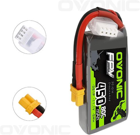 بطارية ليبو OVONIC 3S 80C 450mAh 11.1V بطارية ليبو مع موصل XT30 لطائرة RC FPV Racing Drone Quadcopter (4 حزم) in Saudi Arabia