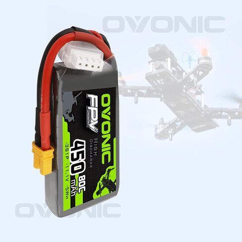 بطارية ليبو OVONIC 3S 80C 450mAh 11.1V بطارية ليبو مع موصل XT30 لطائرة RC FPV Racing Drone Quadcopter (4 حزم) in Saudi Arabia