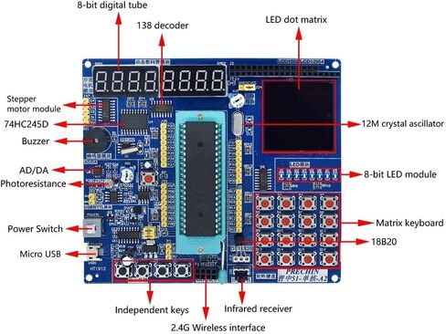 DONGKER STC89C52 Development Board,C51 8051 MCU Development Adapter Module Development Expansion Board with Backlight 1602 LCD Screen in Saudi Arabia