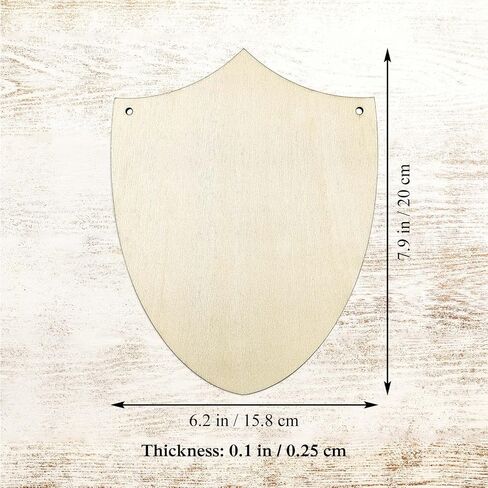 3pcs Shield Wood Sign Cutout Blank Wooden Badge Shaped Hanging Ornaments with Twines for DIY Crafts Home Door Wall Art Decoration, 6.2 x 7.9 in in Saudi Arabia