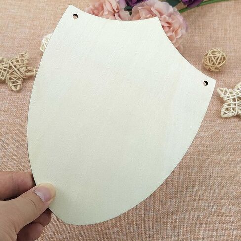 3pcs Shield Wood Sign Cutout Blank Wooden Badge Shaped Hanging Ornaments with Twines for DIY Crafts Home Door Wall Art Decoration, 6.2 x 7.9 in in Saudi Arabia