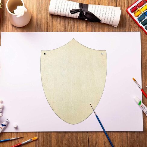 3pcs Shield Wood Sign Cutout Blank Wooden Badge Shaped Hanging Ornaments with Twines for DIY Crafts Home Door Wall Art Decoration, 6.2 x 7.9 in in Saudi Arabia