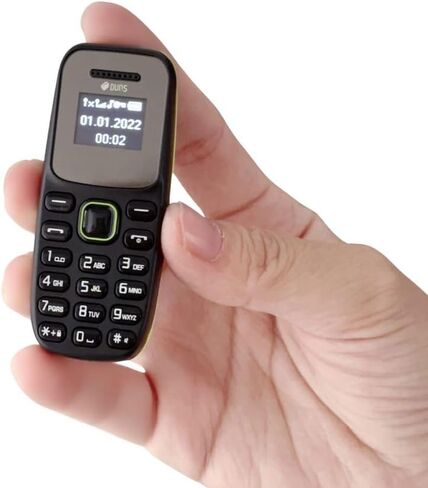 FOSA Unlocked 2G GSM Mini Phone Music Player Multi Language Support, World's Smallest Earphone Mini Phone with 380mAh Battery for Elderly (Black) in Kuwait