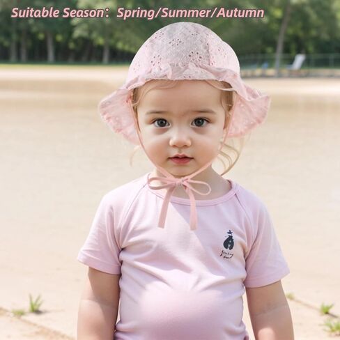 Baby Girl Sun Hat with Bowknot Cotton Infant Bucket Hat Summer Toddler Kids Beach Hats for Girls 0-2 Years in Saudi Arabia