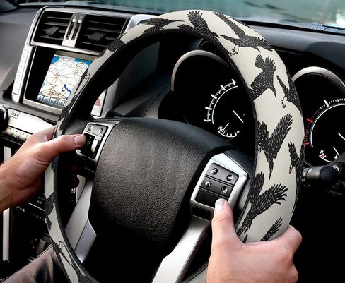 أغطية عجلة القيادة لوحة طيور الغراب، غطاء حماية لعجلة القيادة من الإسفنج المرن المقاوم للانزلاق، ملحقات السيارة للمركبات وسيارات السيدان وسيارات الدفع الرباعي والشاحنات والشاحنات in Kuwait
