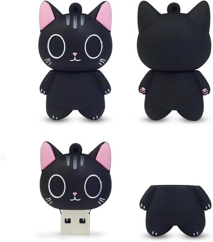 LEIZHAN لطيف محرك فلاش USB 32 جيجابايت الكرتون القط بندريف الذاكرة الإبهام عصا USB2.0 الحيوان الانتقال محرك شخصية تخزين البيانات هدية قرص USB بندريف مع سلسلة المفاتيح in Kuwait