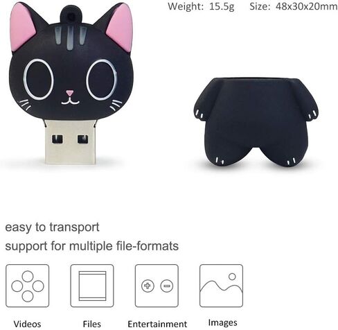 LEIZHAN لطيف محرك فلاش USB 32 جيجابايت الكرتون القط بندريف الذاكرة الإبهام عصا USB2.0 الحيوان الانتقال محرك شخصية تخزين البيانات هدية قرص USB بندريف مع سلسلة المفاتيح in Kuwait