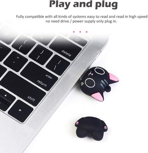 LEIZHAN لطيف محرك فلاش USB 32 جيجابايت الكرتون القط بندريف الذاكرة الإبهام عصا USB2.0 الحيوان الانتقال محرك شخصية تخزين البيانات هدية قرص USB بندريف مع سلسلة المفاتيح in Kuwait