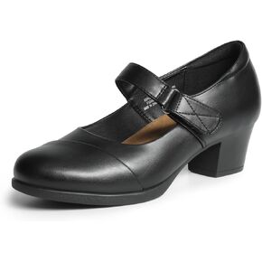 DREAM PAIRS Women's Chunky Low Block Closed Toe Heels Mary Janes Pumps Comfortable Round Toe Dress Work Wedding Shoes
