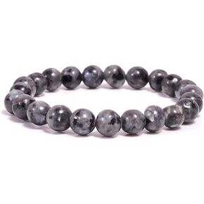 Beads Hub Black Labradorite Round Smooth Beads 8 mm Stretrchable Bracelet SB-33 For Woman,Man,Gift,Girls,Boys,Friendshipband