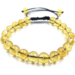 AAA CITRINE A Natural Healing Power Gemstone Crystal Beads Unisex Adjustable Macrame Bracelets 8mm